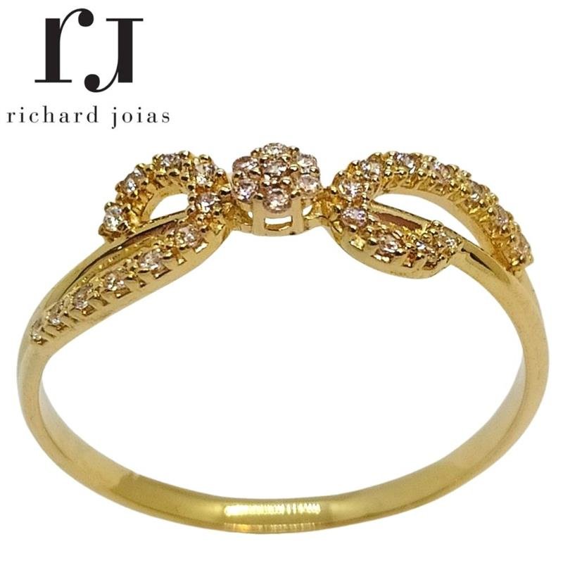 ANEL DE OURO 10KL C/ PEDRAS PESO MÉDIO 1,5 GR