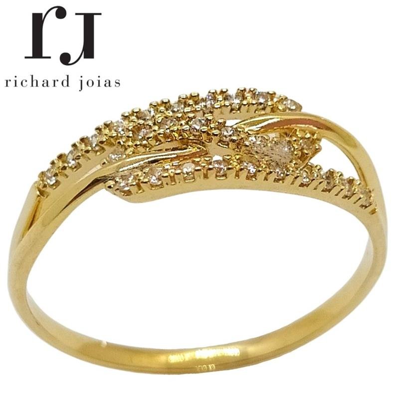 ANEL DE OURO 10KL C/ PEDRAS PESO MÉDIO 1,8 GR