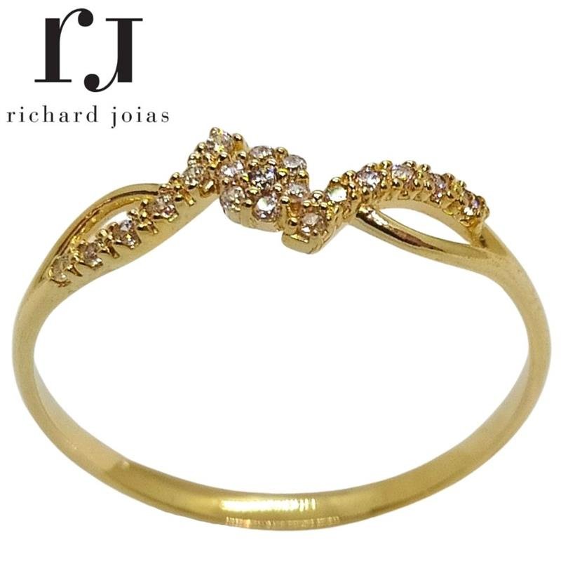 ANEL DE OURO 10KL C/ PEDRAS PESO MÉDIO 1,0 GR