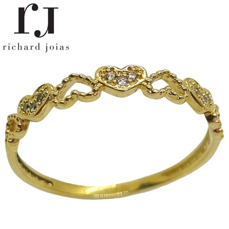 ANEL DE OURO 10KL CORAÇÃO PESO MÉDIO 1,1 GR