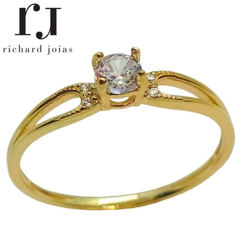 ANEL DE OURO 10KL SOLITÁRIO PESO MÉDIO 1,3 GR