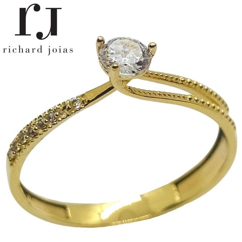 ANEL DE OURO 10KL SOLITÁRIO PESO MÉDIO 1,4 GR