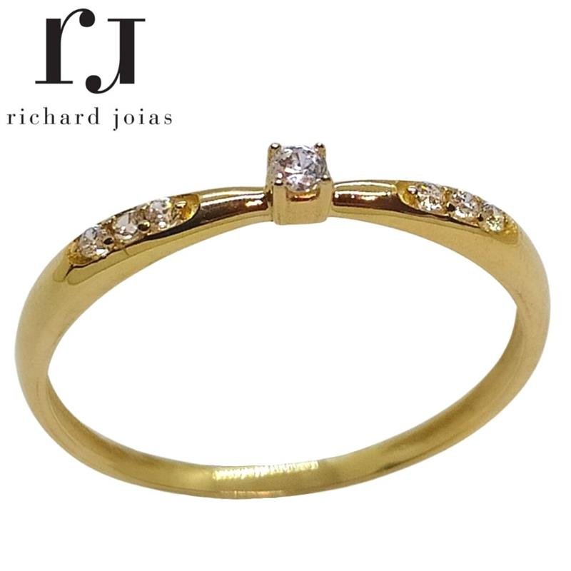 ANEL DE OURO 10KL SOLITÁRIO PESO MÉDIO 0,9 GR