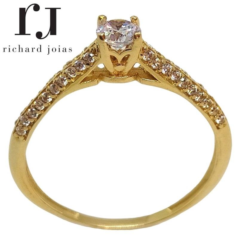 ANEL DE OURO 10KL SOLITÁRIO PESO MÉDIO 1,5 GR