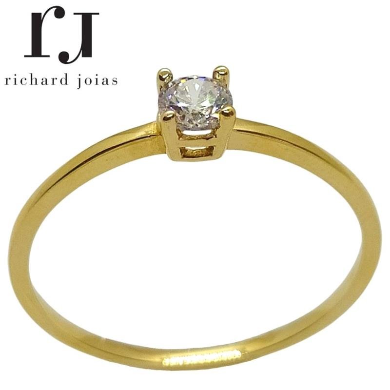 ANEL DE OURO 10KL SOLITÁRIO PESO MÉDIO 1,2 GR