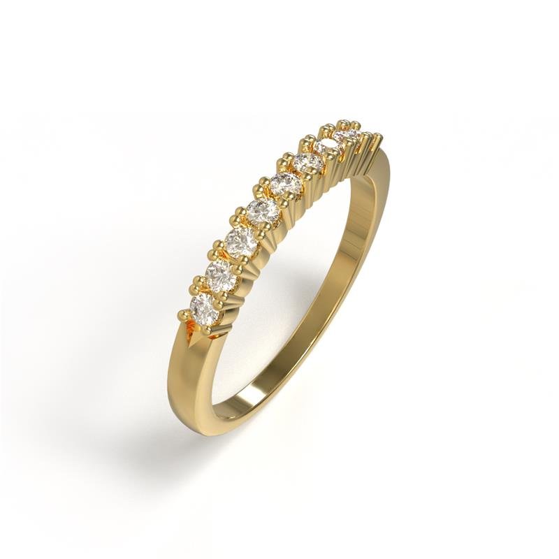 ANEL DE MOEDA MEIA ALIANÇA C/ 09 PEDRAS