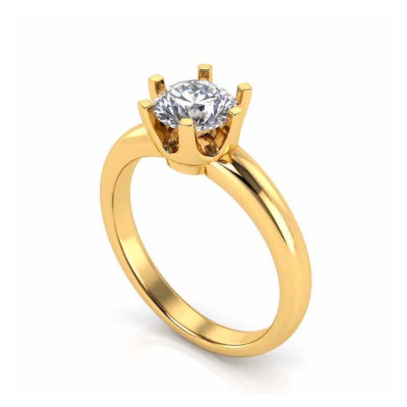 ANEL DE MOEDA SOLITÁRIO C/ PEDRA CENTRAL DE 6,0MM