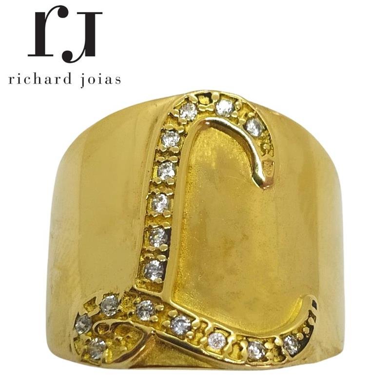 ANEL DE MOEDA LETRA L C/22 PEDRAS