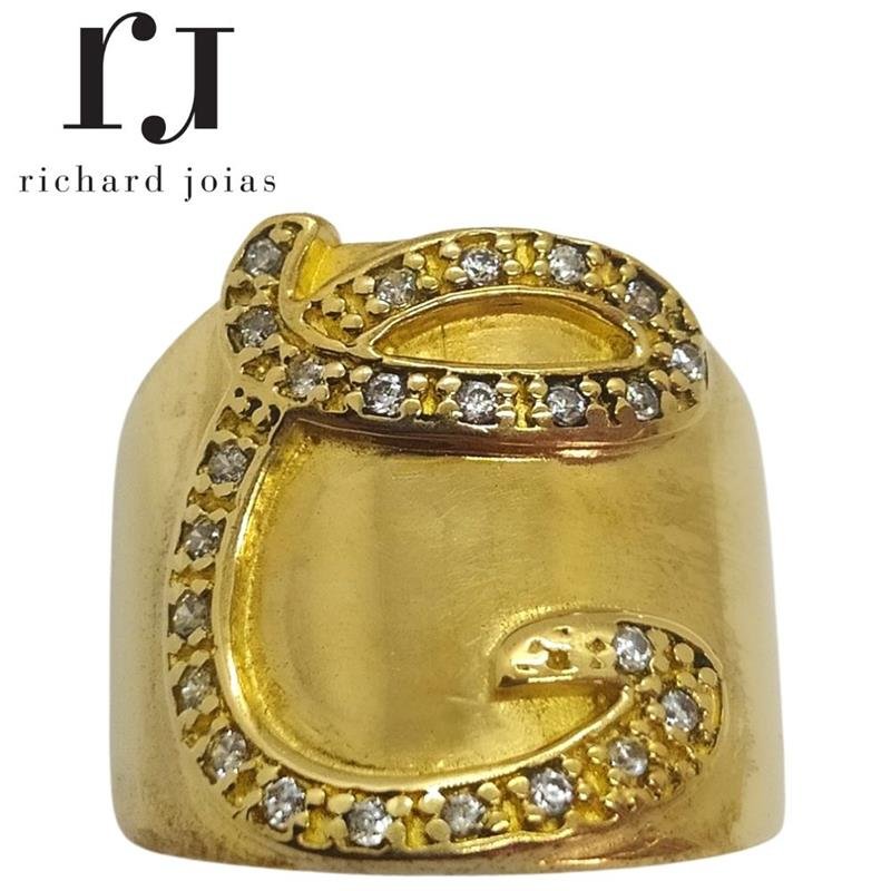 ANEL DE MOEDA LETRA C C/22 PEDRAS