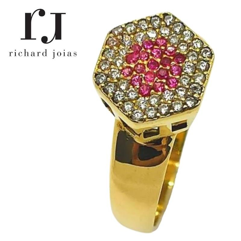 ANEL DE MOEDA CHUVEIRO MUDA COR DO CENTRO C/42 PEDRAS