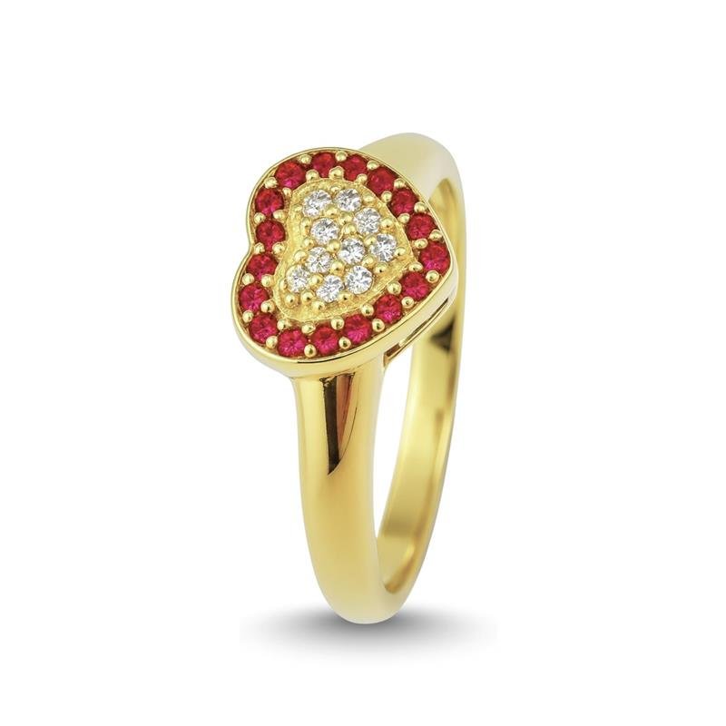 ANEL DE MOEDA CORAÇÃO DUPLO MUDA COR DAS PEDRAS LATERAL