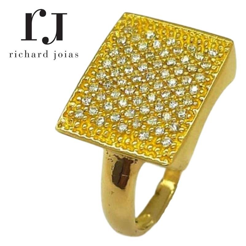 ANEL DE MOEDA QUADRADO C/76 PEDRAS