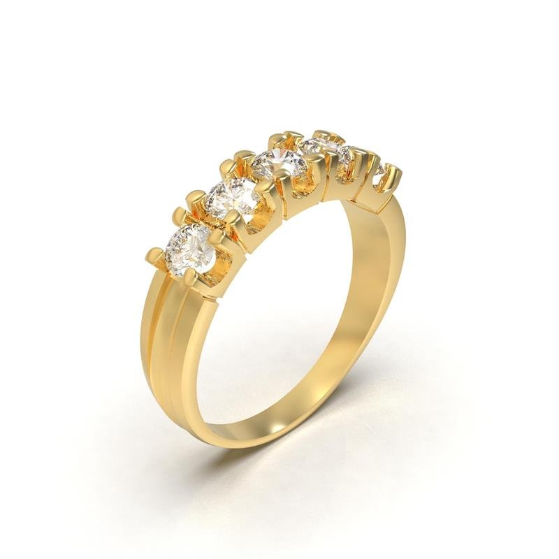 ANEL DE MOEDA MEIA ALIANÇA C/05 PEDRA DE 4MM