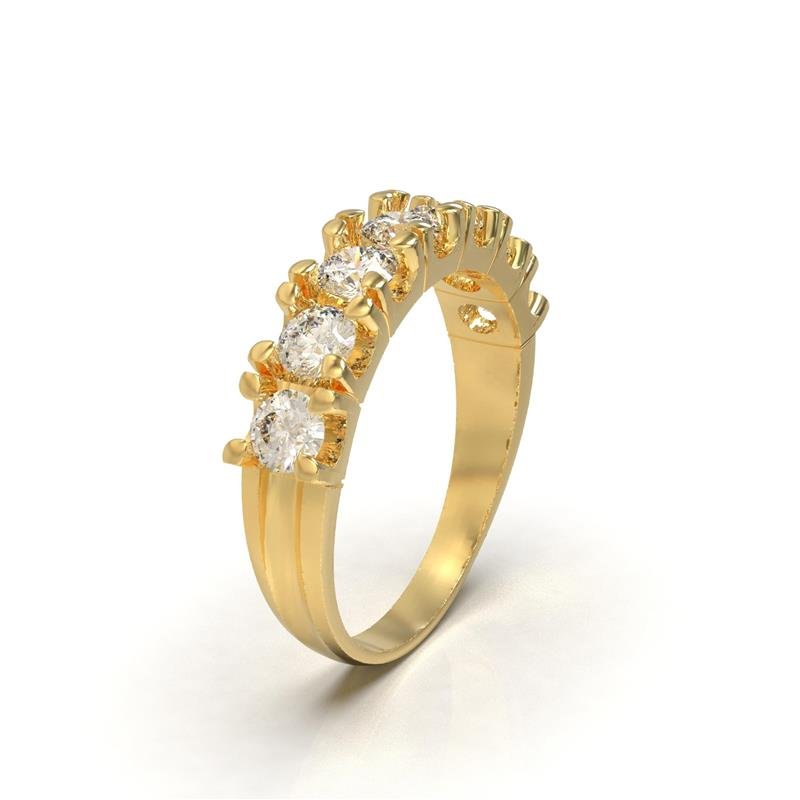 ANEL DE MOEDA MEIA ALIANÇA C/07 PEDRA DE 3MM