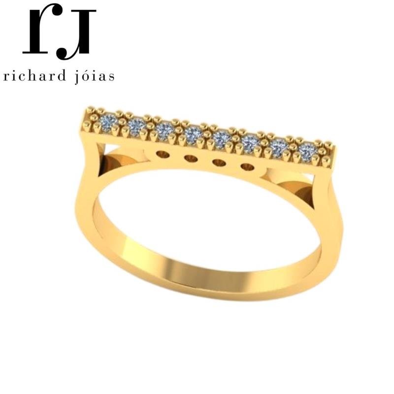 ANEL DE MOEDA QUADRADO C/08 PEDRAS