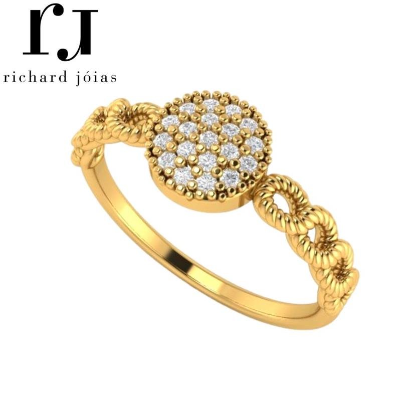 ANEL DE MOEDA CHUVEIRO SIMBOLO DO INFINITO C/19 PEDRAS