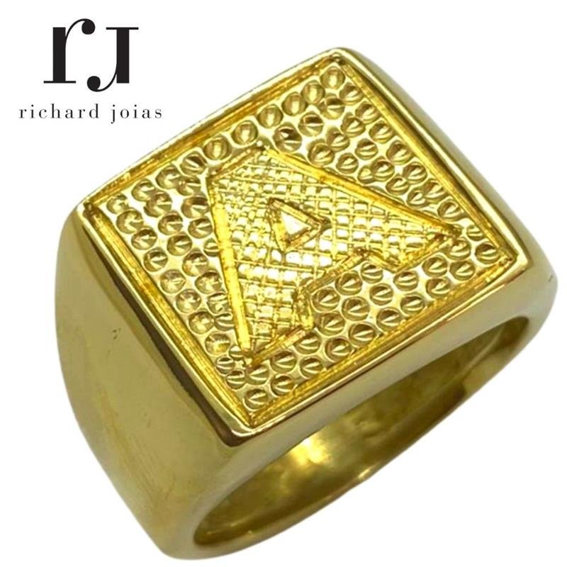 ANEL DE MOEDA QUADRADO C/ LETRA PERSONALIZADA (FAZ DO A-Z)