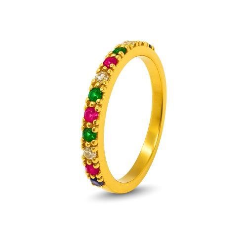 ANEL DE MOEDA APARADOR DE ALIANÇAS COLORIDO C/12 PEDRAS 2MM