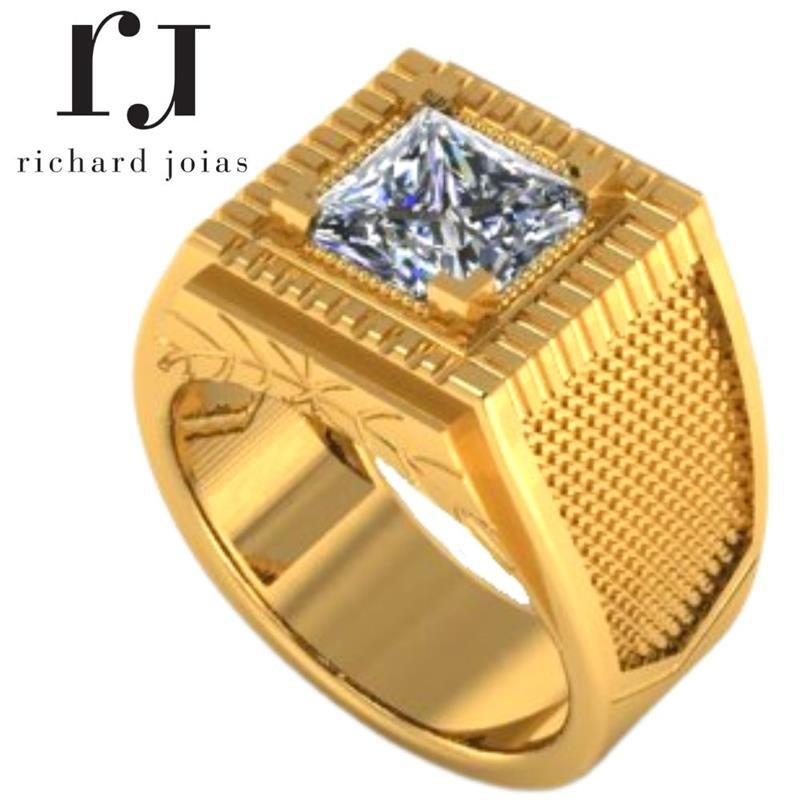 ANEL DE MOEDA C/01 PEDRA CARRE 8 X 8 MM