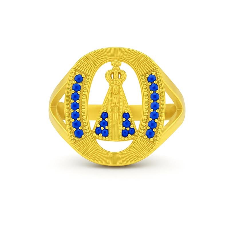 ANEL DE MOEDA ANEL NOSSA SENHORA APARECIDA C/ 22 PEDRAS