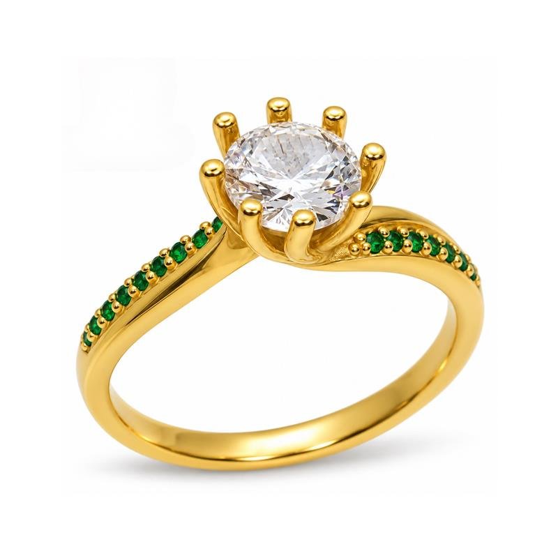 ANEL DE MOEDA SOLITÁRIO C/ PEDRA CENTRAL DE 7,0MM - MUDA COR DA LATERAL