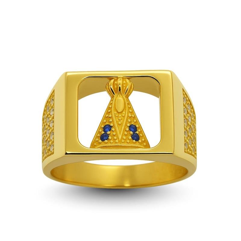 ANEL DE MOEDA NOSSA SENHORA APARECIDA (COR DAS PEDRAS PADRÃO)