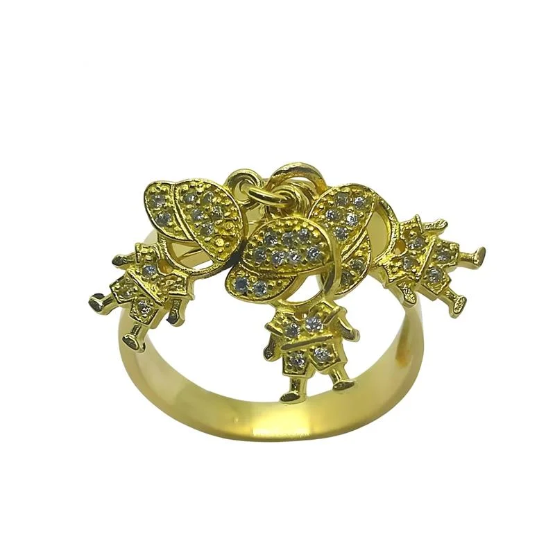 ANEL DE MOEDA COM 03 PINGENTES DE CRIANÇA