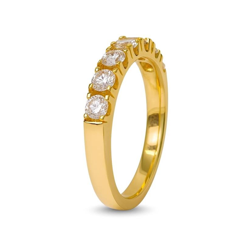 ANEL DE MOEDA MEIA ALIANÇA C/07 PEDRAS DE 3MM