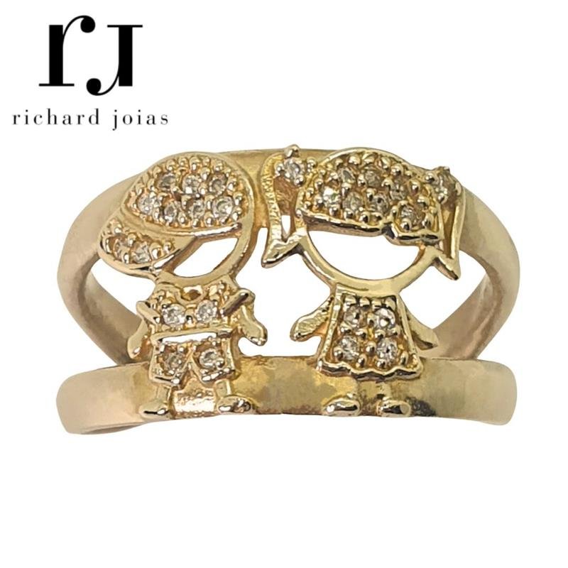 ANEL DE MOEDA CASAL C/ 26 PEDRAS DE 1,0MM