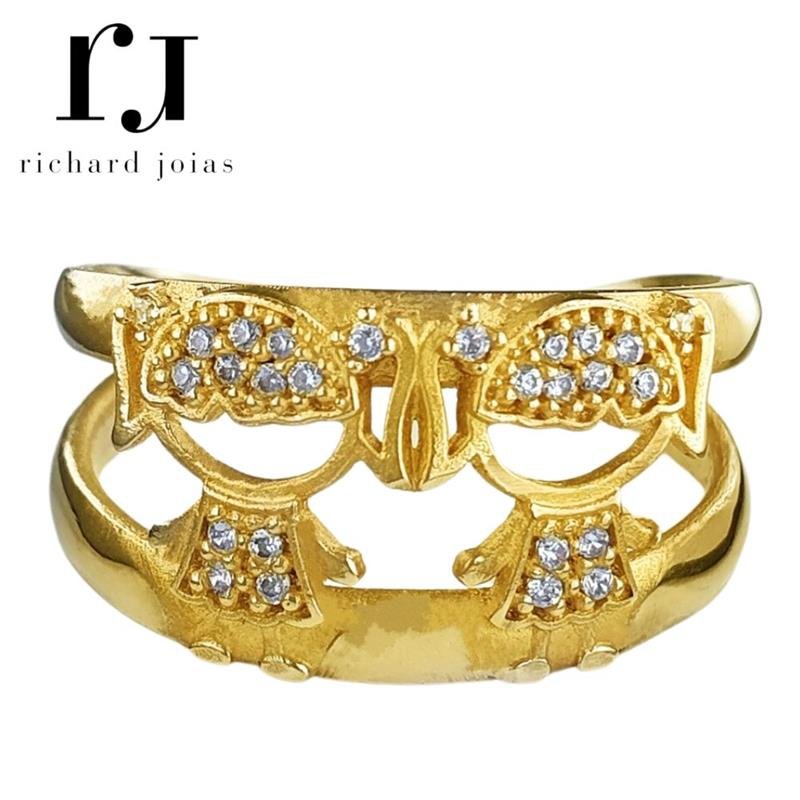 ANEL DE MOEDA C/ 02 MENINAS