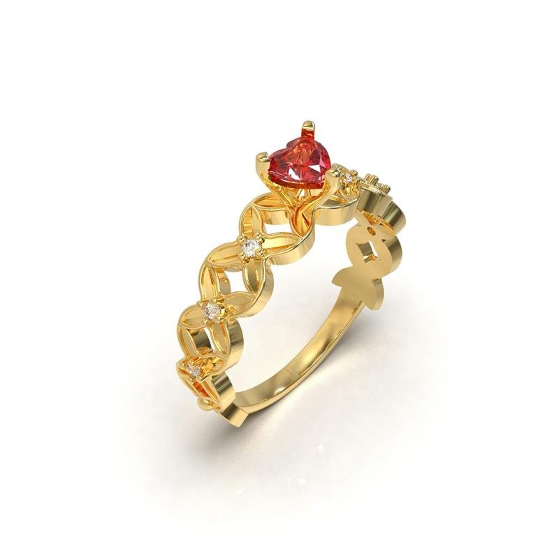 ANEL DE MOEDA CORAÇÃO COM FLORES