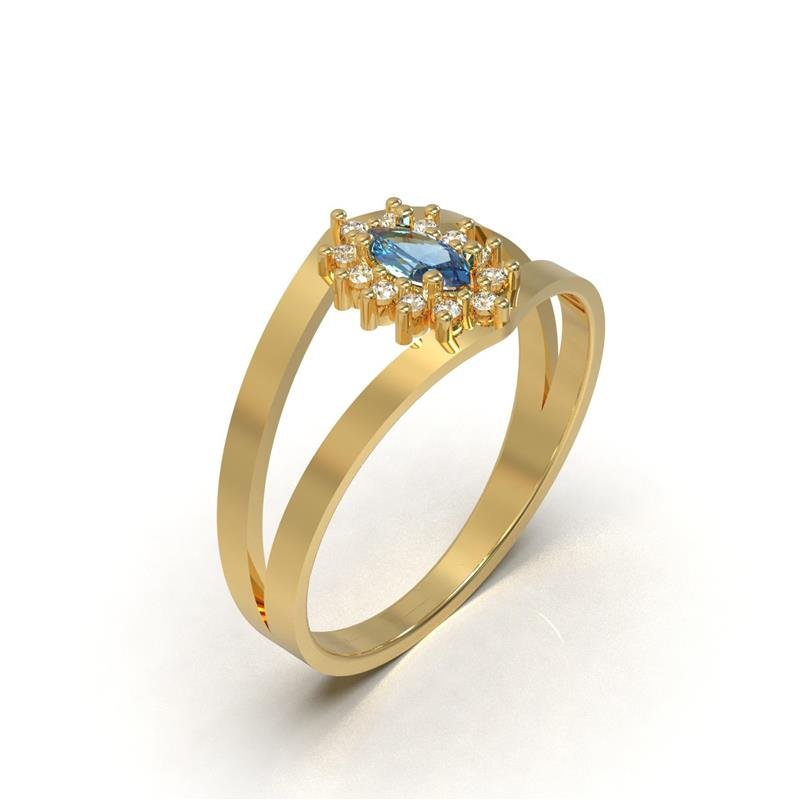 ANEL DE MOEDA PEDRAL NAVETE 3X6 / TROCA COR DA PEDRA CENTRAL/12 PEDRAS DE 1,25MM