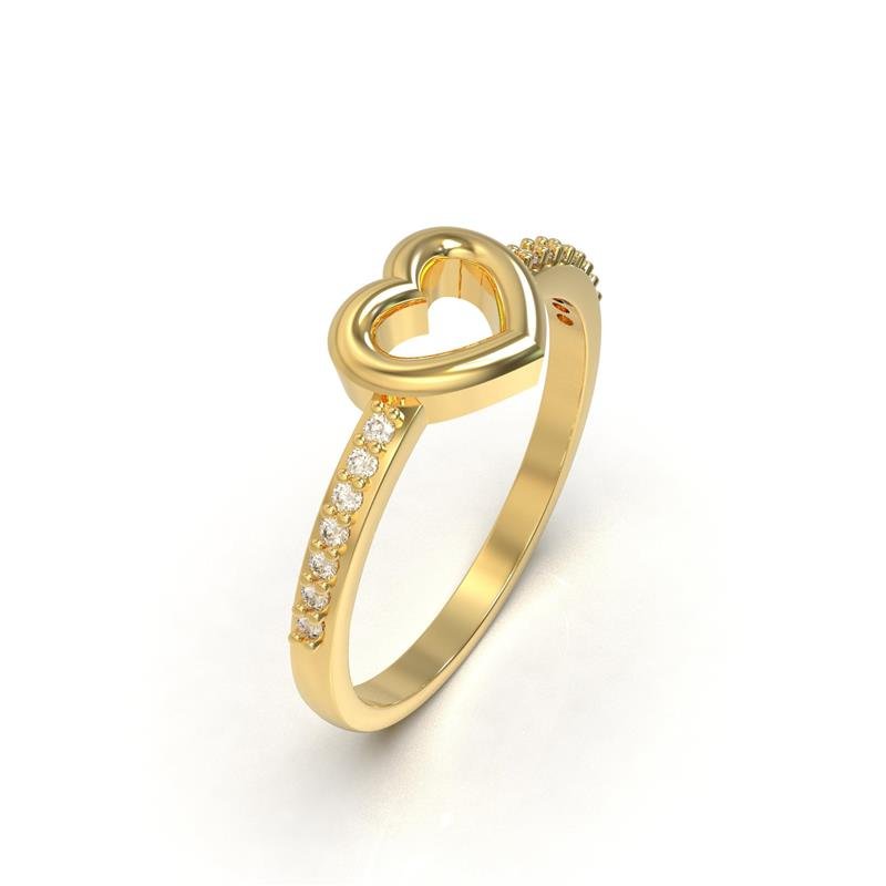 ANEL DE MOEDA CORAÇÃO VAZADO COM PEDRAS NA LATERAIS