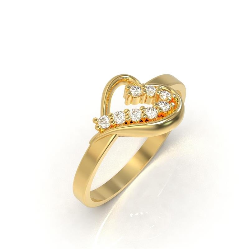 ANEL DE MOEDA CORAÇÃO C/ METADE CRAVEJADO