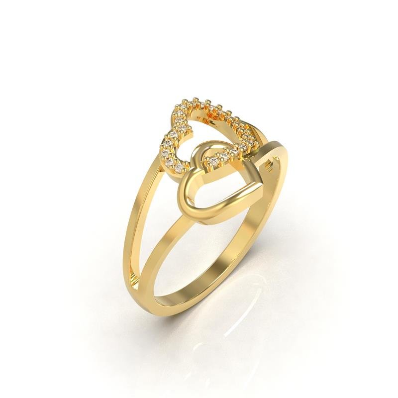 ANEL DE MOEDA DOIS CORAÇÕES /LISO E CRAVEJADO