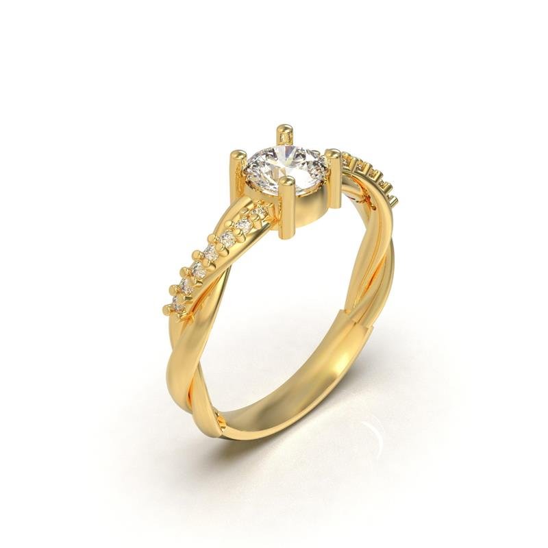 ANEL DE MOEDA TORCIDO COM METADE CRAVEJADA / ALTERA COR DA PEDRA CENTRAL 5MM