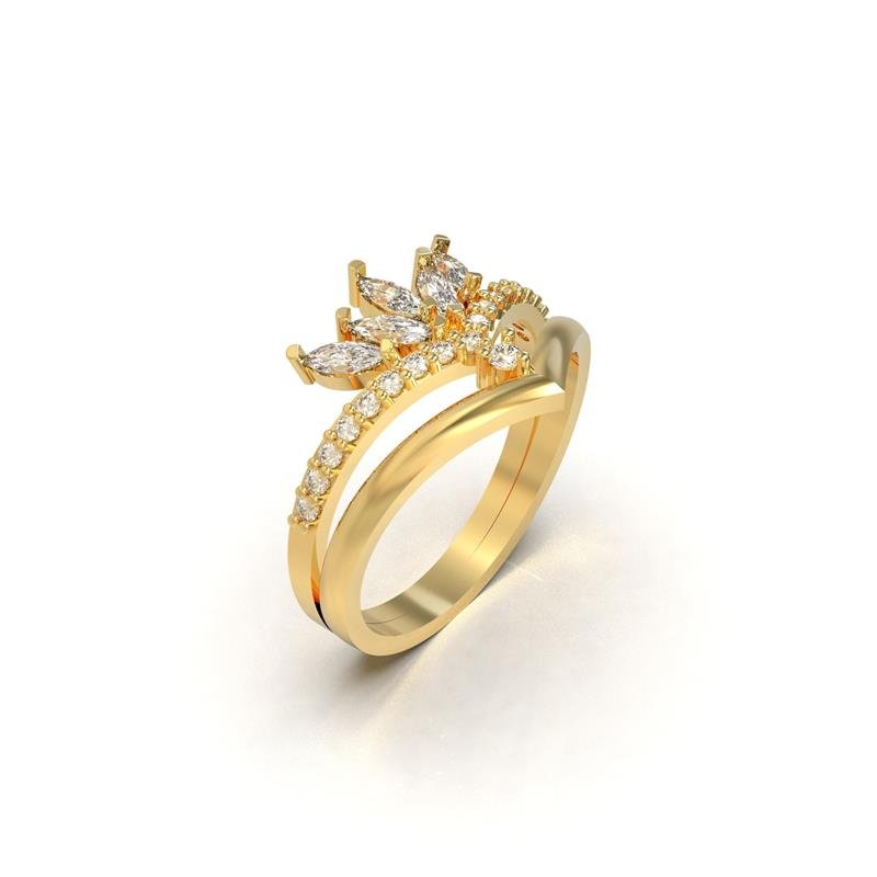 ANEL DE MOEDA COM 5 PEDRAS NAVETE