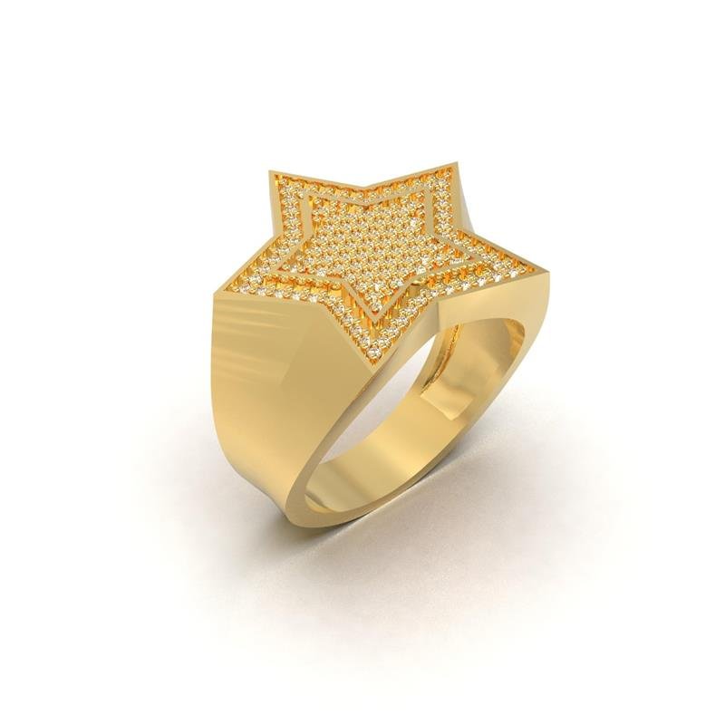 ANEL DE MOEDA ESTRELA CRAVEJADA