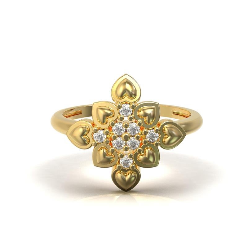 ANEL DE MOEDA FLOR C/ 8 PEDRAS CENTRAIS DE 1,75MM
