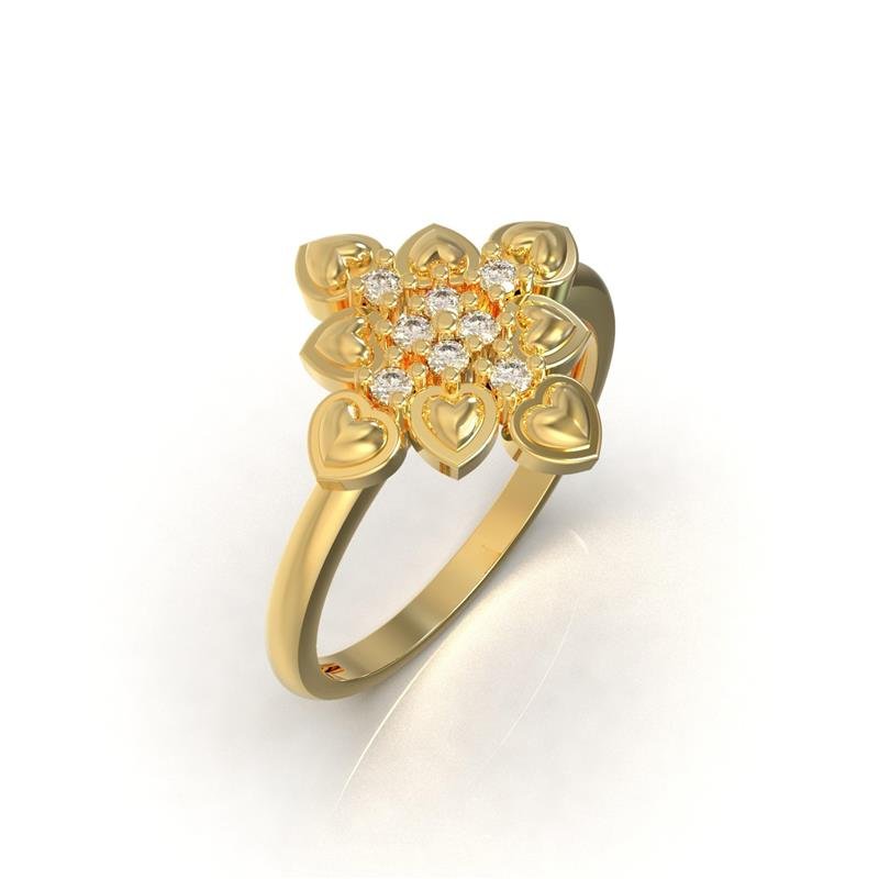 ANEL DE MOEDA FLOR C/ 8 PEDRAS CENTRAIS DE 1,75MM