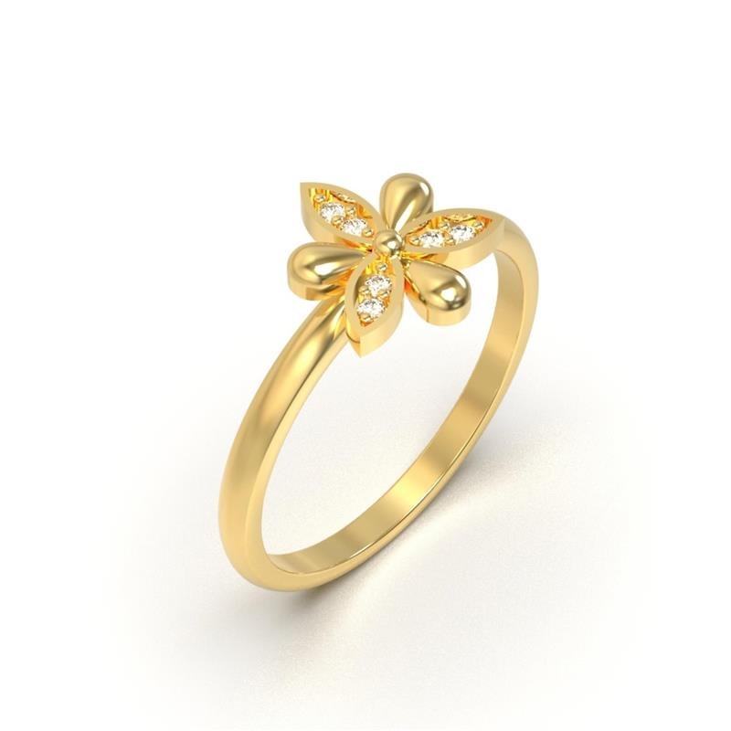 ANEL DE MOEDA FLOR C/ 6 PEDRAS DE 1,30MM