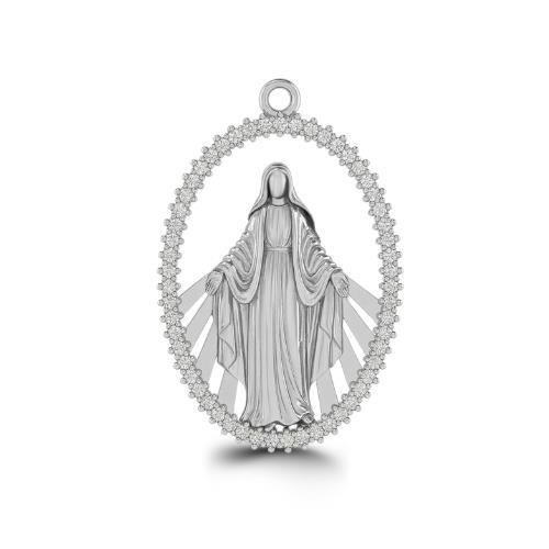 PINGENTE DE PRATA NOSSA SENHORA DAS GRAÇAS DE TAMANHO 3,5 X 2,2