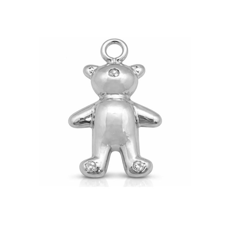 PINGENTE DE PRATA URSINHO C/3 PEDRAS DE TAMAMNHO 2,2 X 1,5