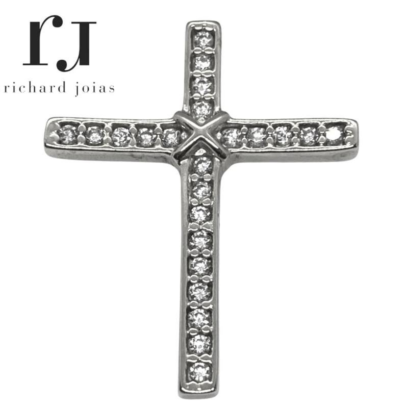 PINGENTE DE PRATA CRUCIFIXO C/ZIRCONE DE TAMANHO 3,5 X 2,8