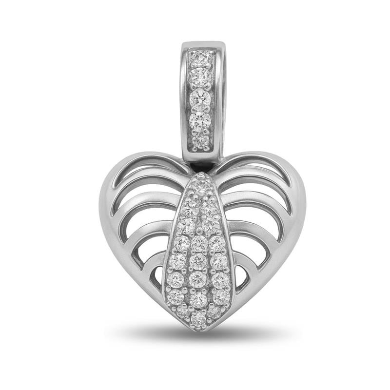 PINGENTE DE PRATA CORAÇÃO CRAVEJADO C/30 PEDRAS DE TAMANHO 1,6 X 1,9