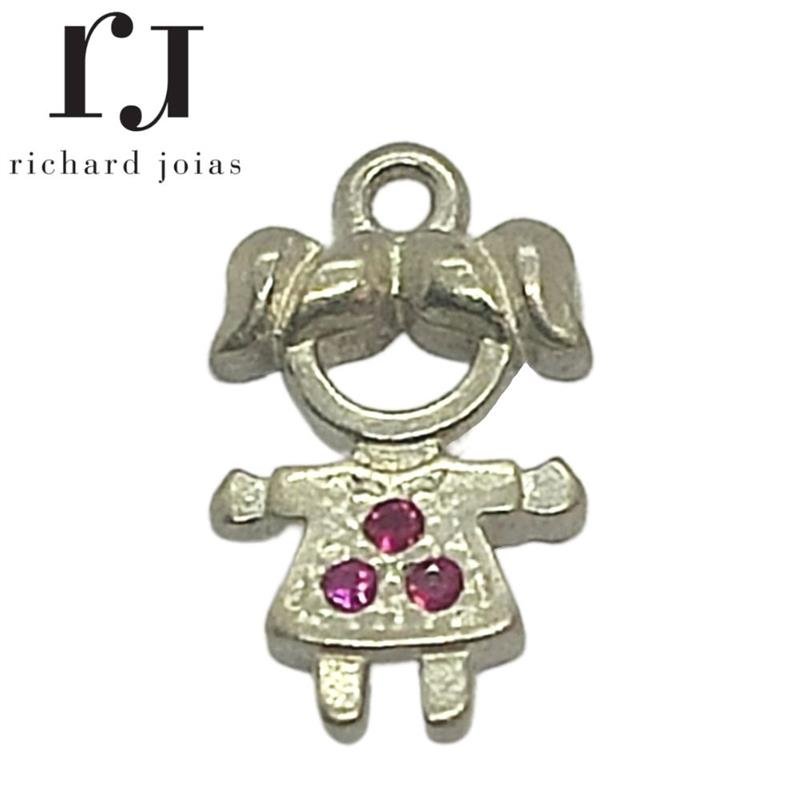 PINGENTE DE PRATA MENINA DE TAMANHO 0,9 X 1,3