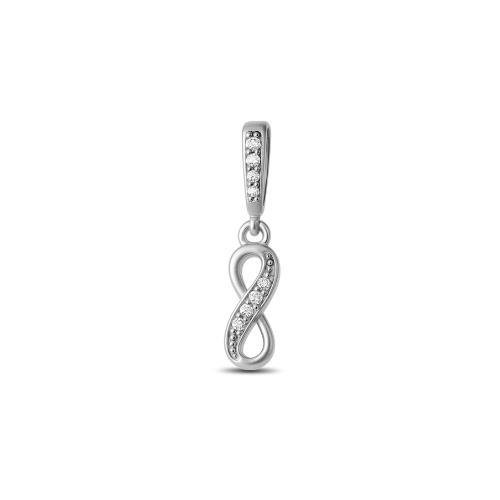 PINGENTE DE PRATA INFINITO C/ 08 PEDRAS E TAMANHO 0,5 X 1,2