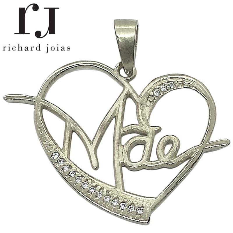 PINGENTE DE PRATA MÃE C/16 PEDRAS DE TAMANHO 3,8 X 2,9