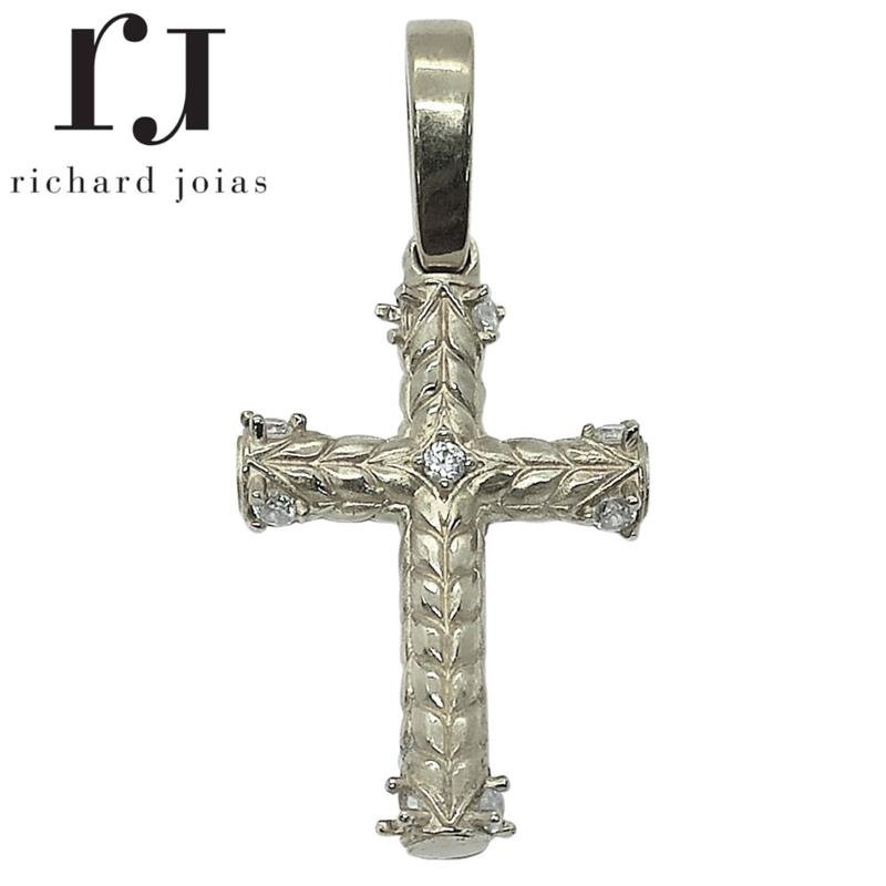 PINGENTE DE PRATA CRUZ C/09 PEDRAS DE TAMANHO 2,5 X 3,8