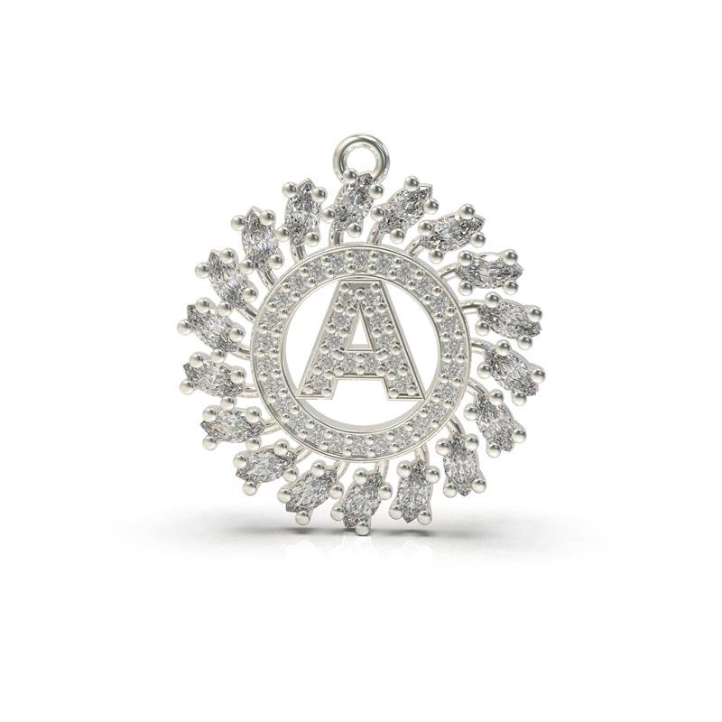 PINGENTE DE PRATA MANDALA C/ LETRA DE TAMANHO 2,6 X 2,6 (DISPONÍVEL DE A - Z)